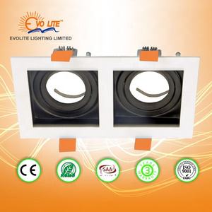 कारखाने गर्म वर्ग 2 डबल हेड आयत समायोज्य ग्रिल नीचे प्रकाश फ्रेम कोब को रीसेस्ड डाउनलाइट रिंग एल्यूमीनियम फिटिंग - Product Image 1