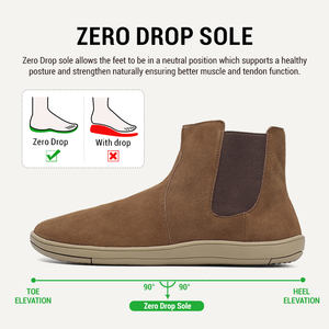 Botas Minimalistas de Media Altura con Punta Ancha y Suela Plana de Cuero Genuino, Estilo <span class=keywords><strong>Chelsea</strong></span>, con Logotipo Personalizado - Product Image 4