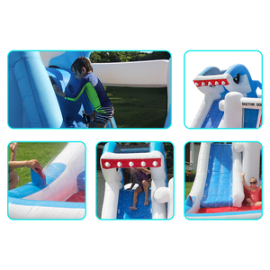Casa de rebote inflable con tema de tiburón a precio de fábrica con soplador de PISCINA DE BOLAS, casa de salto inflable de tela Oxford, castillo hinchable - Product Image 6