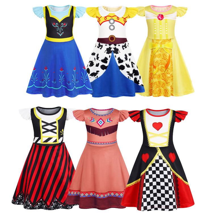 Short Belle Costume - Kids Girls Princess Dress with Cloak