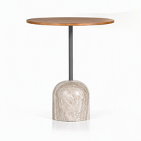 Table de salle à manger ronde moderne en bois avec base métallique pour la restauration, personnalisation possible