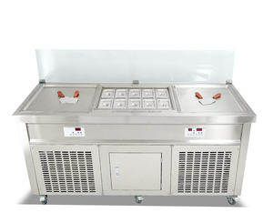 Máquina laminadora de helado frito comercial de estilo caliente, máquina laminadora de helado de yogur de fruta frita tailandesa de doble olla - Product Image 2