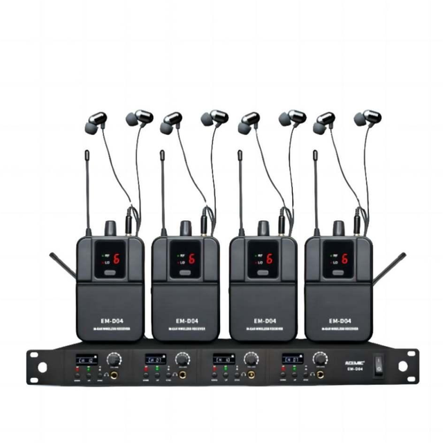 Gooermi Professional UHF Wireless In-Ear Monitor System with 4-Channel Transmitter 16 Selectable Frequencies and 80m Range