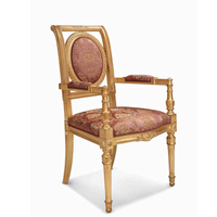 Fauteuil de salle à manger sans accoudoirs en bois massif, style palais français de luxe, décor doré sculpté à la main, rembourré en tissu