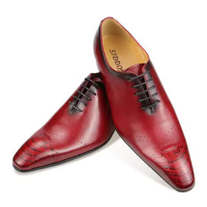 Chaussures Oxford élégantes et légères pour hommes, en cuir véritable de haute qualité, de luxe, à bout carré, à lacets, antidérapantes et respirantes - Product Image 6