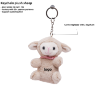 Mignon mini animaux en peluche jouets porte-clés brodé mouton sac pendentif personnalisé Kawali doux ferme poupée pour enfants cadeau Opp coton