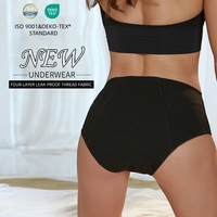 9082 Bragas Menstruales de Algodón de Cuatro Capas a Prueba de Fugas, Sin Toallas, de Alta Absorbencia para Flujo Abundante, Tipo Culotte para Mujer