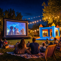 Écran de projection gonflable extérieur 12ft 15ft 20ft Surface de projection blanche Cadre noir Cinéma de jardin Fête