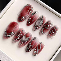 Ongles Prêts à Poser Y2K avec Logo Papillon Rouge – Manucure Haut de Gamme Automne/Hiver – Bestseller Transfrontalier – Vente en Gros