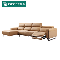 Ensemble de Canapé d'Angle de Luxe en Cuir Véritable avec Relax Électrique Double Moteur, Mobilier pour Salons et Villas