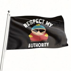 Banderas y Pancartas de Poliéster 100D de Alta Calidad al por Mayor, Colores Vivos, con la Frase 'Respecta Mi Autoridad' - Product Image 1