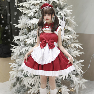 Christmas Chinese Style Maid Outfit Wine Red Satin Women's Cosplay Costume S-5XL Plus Size Game Anime Role Playing - Product Image 4