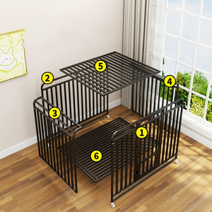 Fabrika özel 48 inç ağır kalın <span class=keywords><strong>Metal</strong></span> büyük köpek kafesi kilitlenebilir tekerlekler ile katlanır köpek kulübesi sandık - Product Image 6