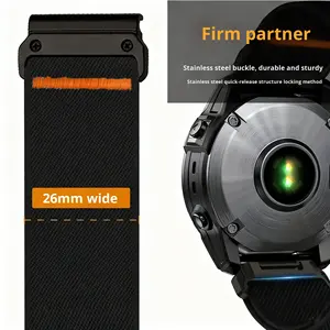 थोक फेनिक्स 26 मिमी नायलॉन बुना हुआ पट्टा जिसमें समायोज्य आकर्षण पिन बकल-विनिर्मित घड़ी स्ट्रैप - Product Image 2