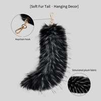 POWER Fluffy Realistic  Fur Fox Tail Keychain Hooks Faux Fur Therian Mask Set for Halloween Party Cosplay Costume Accessories