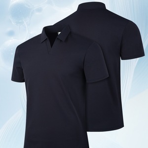 เสื้อโปโลแขนสั้นคอปกไนลอนสีน้ำเงินเข้มระบายอากาศได้สำหรับผู้ชายชุดทำงานฤดูร้อน - Product Image 1