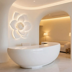 Bureau de réception incurvé blanc haut de gamme Style moderne avec décoration murale florale pour utilisation hôtelière - Product Image 5