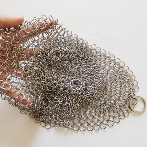 Limpiador de sartenes de hierro fundido de 7 ''* 7'', depurador de malla de alambre de acero inoxidable, técnica tejida, servicios de doblado de corte incluidos SS - Product Image 2