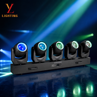 Barre de projecteurs mobiles LED 80W à 5 faisceaux avec halo RGB 4-en-1, zoom électronique, stroboscope, DMX512, activé par le son, CRI 70, éclairage de scène dimmable