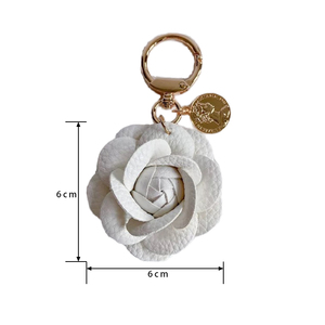 Zenos Women's <b>Sweet</b> Synthetic Leather Wedding Keychain Rose Camellia <b>Flowers</b> Trinkets Bag Charms Pendant Art Handmade Craft - Product Image 4