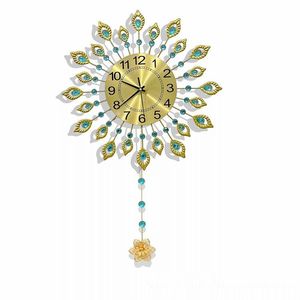 <b>Modern</b> Large Round <b>Wall</b> <b>Clock</b> Quartz Hanging <b>Clock</b> with <b>Pendulum</b> and Roman Numeral Display for Living Room Decor - Product Image 1