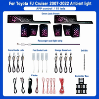 Bande lumineuse d'ambiance pour voiture, 15 LED, 256 couleurs, écran dynamique, commande par application, kit sans fil pour Toyota Fj Cruiser 2007-2022 SUV