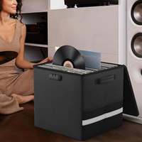 Caja de Almacenamiento de Discos Resistente al Fuego, Plegable y Seccionada, Organizador de Vinilos con Capacidad para 30-50 Álbumes, para DJ y Hogar