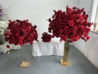 IFG Luxuriöse Seidenblumenkugel 3D Rote Rosen-Arrangements für Hochzeit Weihnachten Ostern Heim-Events Bühnendekoration