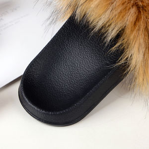 Inverno Designer Senhoras Moda Guaxinim Fuzzy Mules Logotipo Personalizado Chinelo Fluffy <span class=keywords><strong>Fox</strong></span> Faux Fur Slides Chinelos Atacado para As Mulheres - Product Image 6