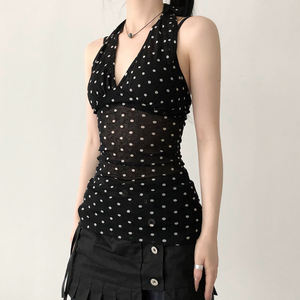 Top Halter de Mujer con Estampado de Puntos, Sin Mangas, Espalda Descubierta, Ajustado, Estilo Vintage Y2K, para Fiestas de Verano y Clubes - Product Image 4
