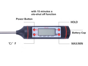 Instant Read <strong>Digital</strong> Meat <strong>Thermometer</strong> for Food Bread Baking <strong>Water</strong> and Liquid Waterproof and Long Probe Bbq Kitchen <strong>Thermometer</strong> - Product Image 4