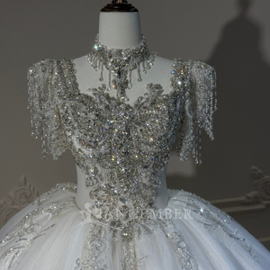 Vestido de Novia de Lujo Xs309 con Bordado Parisino, Cuello Alto con Cuentas de Cristal, Vestido de Gala con Diseño de la Torre Eiffel, Hecho a Medida por Jancember - Product Image 2