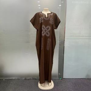 2025 nueva moda verano caliente diamante nacional Color sólido personalizado <span class=keywords><strong>Buba</strong></span> África poliéster de talla grande vestido de mujer bordado - Product Image 4