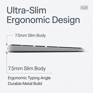New Ergonomic 111-<b>Key</b> Full Size Wireless Keyboard Numeric Keypad <b>USB</b> 3.0 Aluminum Ultra Thin for Desktop Office Gaming PC 2.4GHz - Product Image 3