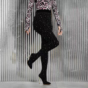 Primavera 2025, nuevos Pantalones de mujer a la moda <span class=keywords><strong>con</strong></span> diamantes de lujo, <span class=keywords><strong>botas</strong></span> <span class=keywords><strong>con</strong></span> tacones finos puntiagudos, <span class=keywords><strong>botas</strong></span> de tacón alto de gran tamaño para mujer - Product Image 1