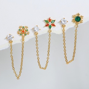 <span class=keywords><strong>Gaby</strong></span>-pendientes de acero inoxidable para mujer, arete de cartílago con diseño navideño de nieve, con cadena, joyería piercing para el cuerpo - Product Image 4