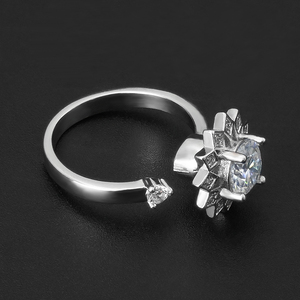 Bague ajustable et rotative en moissanite tournesol 1 carat 6,5 mm ronde D VVS1 plaqué or 18 carats, bijoux de mariage pour femmes, vente en gros personnalisée - Product Image 2