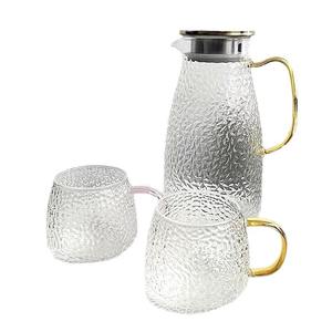 เหยือกน้ำแก้วทรงไอซ์เบิร์ก 2000 มล. ลายตอกแบบดั้งเดิม ภาชนะใส่เครื่องดื่มในครัวเรือน สไตล์จีนเรียบง่าย - Product Image 3