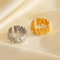 Trendy vergulde roestvrijstalen liefdesringen Valentijnsdag huwelijksverlovings jubileum cadeau hartvormige open ring