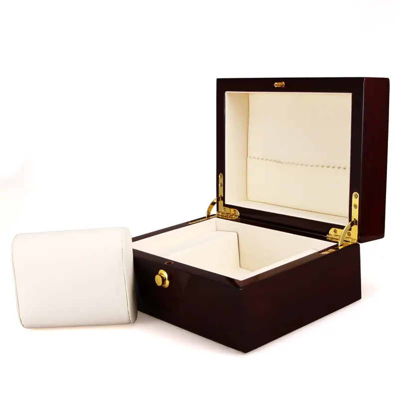 थोक लक्जरी काले घड़ियों के लिए लाह लकड़ी घड़ी बॉक्स पैकेजिंग लकड़ी के भंडारण बॉक्स कस्टम लोगो के साथ लकड़ी के बक्से