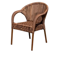 Chaise de salle à manger d'extérieur moderne avec alliage d'aluminium et dossier de loisirs en rotin simple pour cour, balcon, terrasse ou salon