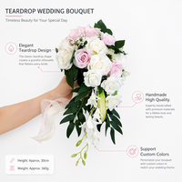Ramo de Novia de Rosas Blancas en Forma de Lágrima, Estilo Europeo Fresco, Ramo de Boda Artificial, Múltiples Colores, Flor de Mano para Novia