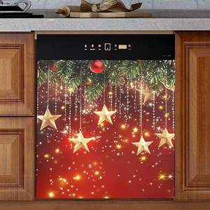 Joyeux Noël – Aimant de réfrigérateur personnalisable en forme de sapin de Noël doré et vert pour la cuisine - Product Image 5