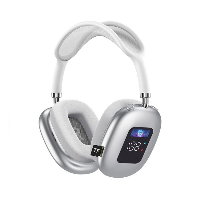 MAX300 Wireless Over-Ear BT5.4 Headphones RGB Digital Display Screen Microphone Card Reader Headphone