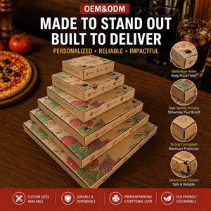 Cajas de <span class=keywords><strong>pizza</strong></span> personalizables al por mayor, caja de cartón de tamaño y estilo personalizado o pizzas con logotipo - Product Image 1