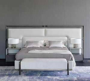 Muebles <span class=keywords><strong>de</strong></span> Dormitorio Modernos <span class=keywords><strong>de</strong></span> Lujo, Cama Italiana King Size, Juego <span class=keywords><strong>de</strong></span> Cama <span class=keywords><strong>de</strong></span> Cuero con Cabecera - Product Image 2