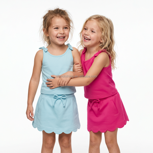 Conjunto de yoga para niñas con top de tirantes y falda pantalón festoneada para deportes de verano, ropa deportiva OEM/ODM, MOQ bajo para deportes escolares y uso diario - Product Image 3