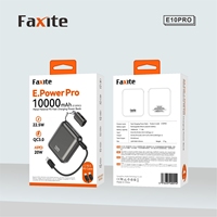 Batterie externe 10000mAh, charge rapide 22.5W, câble USB C intégré, cordon détachable, chargeur portable léger 167g