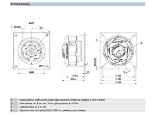 พัดลมแบบแรงเหวี่ยง EBM-PAPST รุ่น K3G500-RA28-03/F06 EC ประสิทธิภาพสูง สำหรับการระบายอากาศในอุตสาหกรรม - Product Image 3