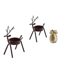 Support de bougie de Noël créatif en fer noir motif cerf européen, taille moyenne, pour décoration intérieure